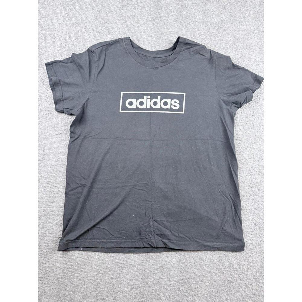 Adidas Men's Medium Gray Graphic Box Logo‎ Tee, Short Sleeve Cotton T-Shirt